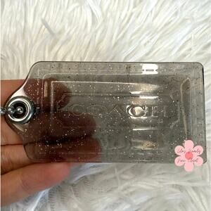 3” COACH Poppy Clear Gray Fob Bag Charm Hang tag Hangtag